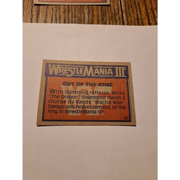 Vintage 1987 Topps WWF WrestleMania III Ricky Steamboat Savage 55 Wrestling Card - Picture 2 of 2